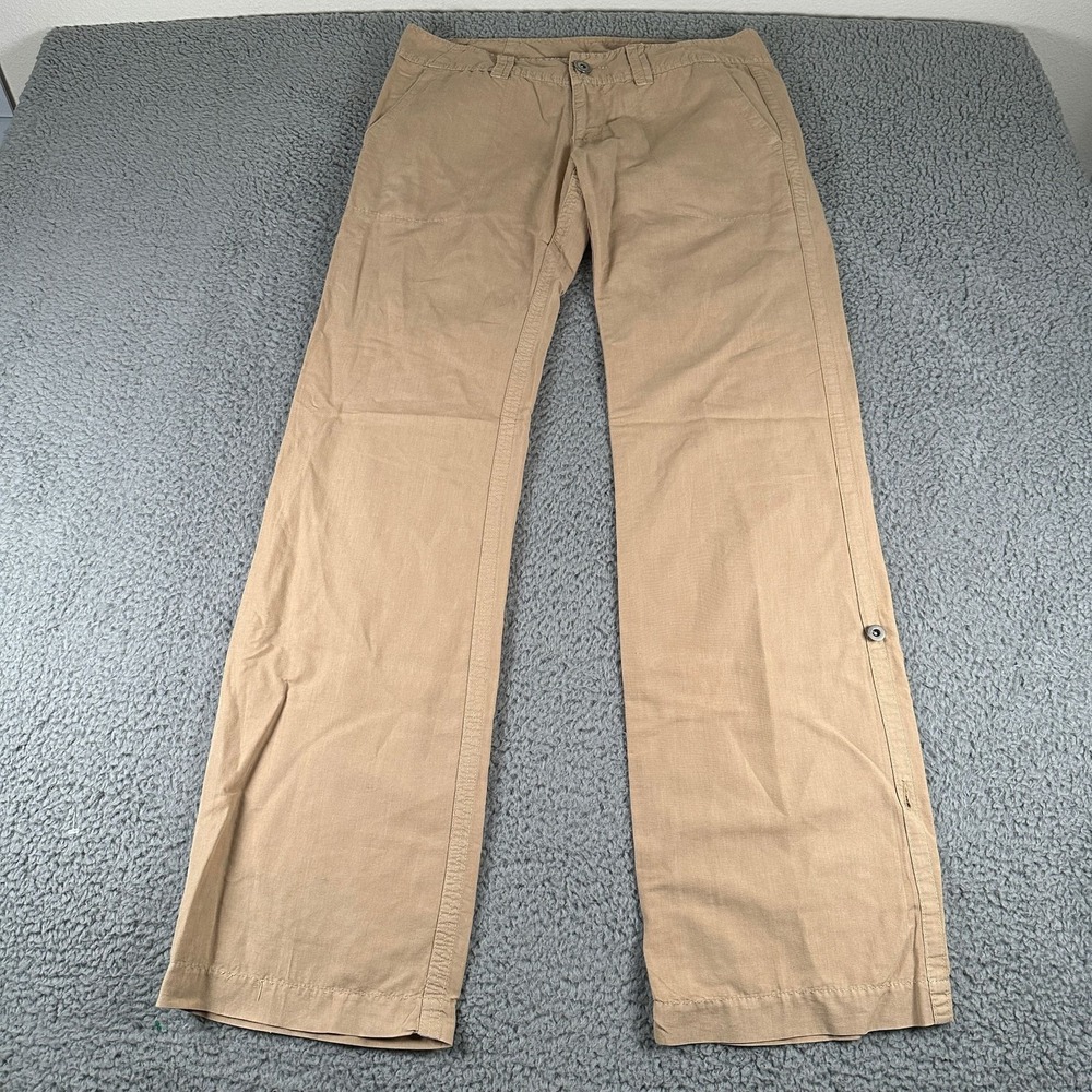 James Perse Pants Womens‎ 28 Tan Linen Cotton Straight Leg Chino Side Button Tab